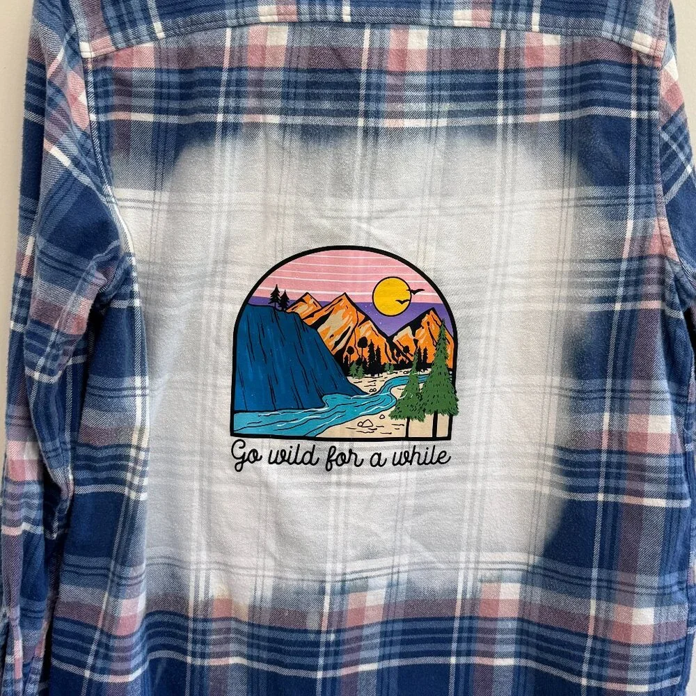 American Eagle Flannel - Go Wild for a While Upcycled - Size Large - Picture 1 of 3
